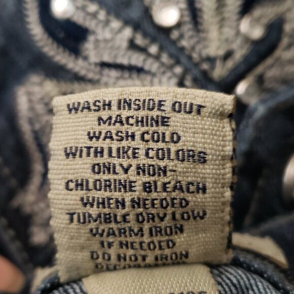 Earl Jean Embellished Jeans Size 8 Dark Blue Denim Capri Cropped Cuffed - Picture 8 of 8